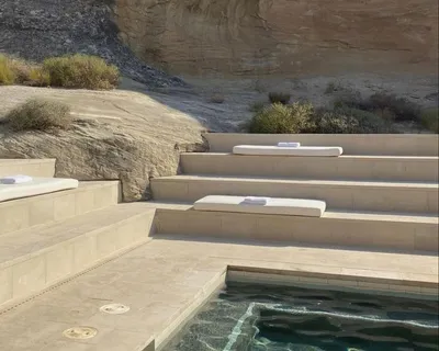 Stone steps leading down to a plunge pool